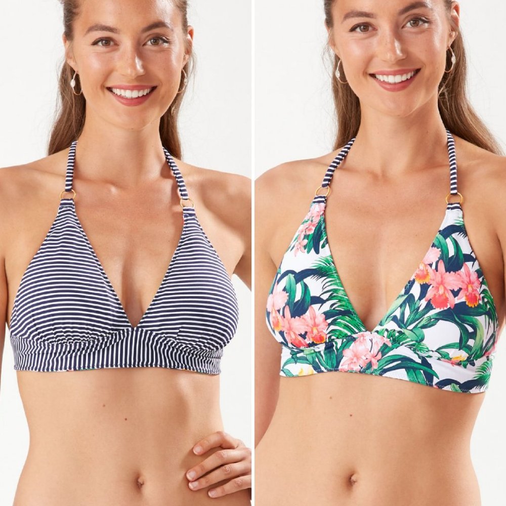 Reversible Tommy Bahama Stripe & Floral Bikini Top